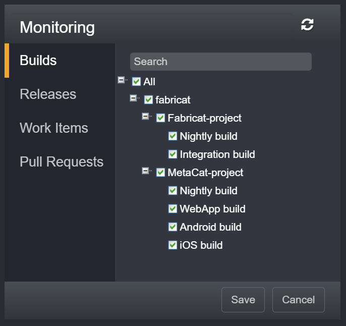 Travis CI build pipeline monitoring settings